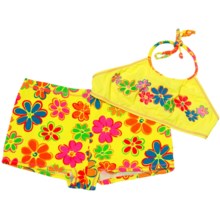 Beach Native Bikini Swimsuit - 2-Piece, Spaghetti Straps (For Girls) in Yellow Floral Print - Closeouts