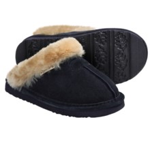 Bearpaw Loki II Slippers - Suede, Sheepskin Lining (For Kids and Youth) in Navy - Closeouts