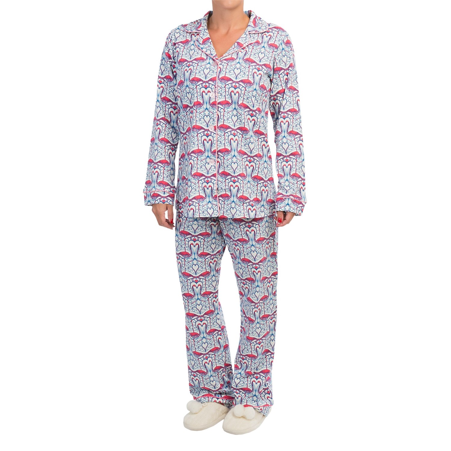 Bedhead Patterned Cotton Knit Pajamas Long Sleeve (For Women) Save 36