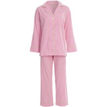 Bedhead Printed Cotton Sateen Pajamas - 300 Thread Count, Long Sleeve (For Women) in Nantucket Gingham Preppy Pink - Closeouts