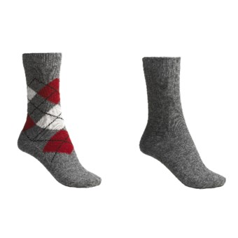 b.ella Argyle-Solid Socks - Wool-Cashmere Blend, 2-Pack (For Women) in Grey/Grey