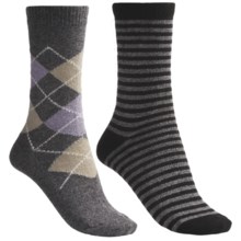 b.ella Argyle/Stripe Socks - Crew, 2-Pack (For Women) in Grey/Black - Closeouts