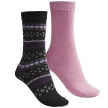 b.ella Fair Isle and Solid Socks - 2-Pack (For Women) in Black/Pink - Closeouts