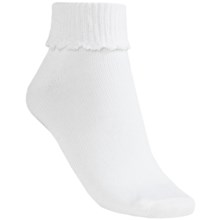 b.ella Scallop Cuff Ankle Socks - Mercerized Pima Cotton (For Women) in White - Closeouts