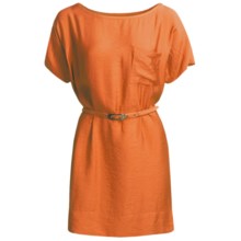 Belted Woven Dress - Short Sleeve (For Women) in Orange - 2nds