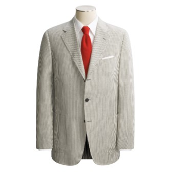 Belvest Unconstructed Striped Sport Coat - Wool-Linen (For Men) in Charcoal/Cream