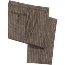 Berle Chalk Stripe Pants - Italian Wool Flannel (For Men) in Brown - Closeouts