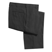 Berle Solid Linen Pants - Flat Front (For Men) in Black - Closeouts