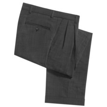 Berle Tic Weave Cuffed Dress Pants - Stretch Wool, Double-Reverse Pleats (For Men) in Black/White - Closeouts