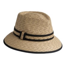 Betmar Fedora Hat - UPF 50+, Scalloped Braid (For Women) in Camel/Black - Closeouts