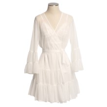 Betsey Johnson Intimates Tricot Robe - Long Bell Sleeve (For Women) in Pearl - Closeouts