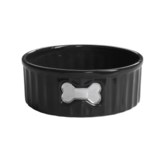BIA Cordon Bleu Fluted Pet Bowl - Medium, Ceramic, Metallic Bone