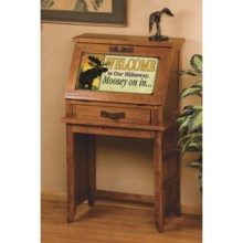 Big Sky Carvers Meissenburg Secretary Desk in Rustic Brown/Welcome Moose - Closeouts