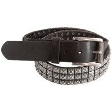 Bill Lavin Pyramid Stud and Glass Crystal Belt - Italian Leather (For Men) in Black Gun Metal - Closeouts