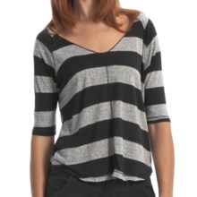 Billabong Back Me Up Heather Stripe T-Shirt - V-Neck, 3/4 Sleeve (For Women) in Off Black Heather - Closeouts