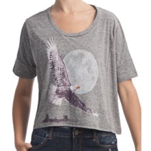 Billabong Screenprinted Oversized Crop T-Shirt - Organic-Cotton Blend, Short Sleeve (For Women) in Native Way Dark Athletic Grey - Closeouts