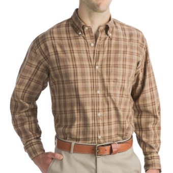 Bills Khakis Tea-Stained Plaid Shirt - Tailored Fit, Long Sleeve (For Men) in Tobacco