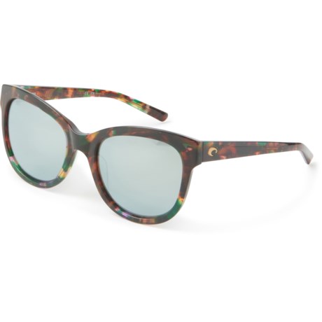Costa Bimini Sunglasses - Polarized Glass Lenses (For Women) - SHINY ABALONE GRAY SILVER MIRROR ( )