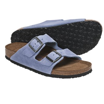Birkenstock Arizona Soft Footbed Sandals - Leather (For Men and Women) in Dream Blue Suede
