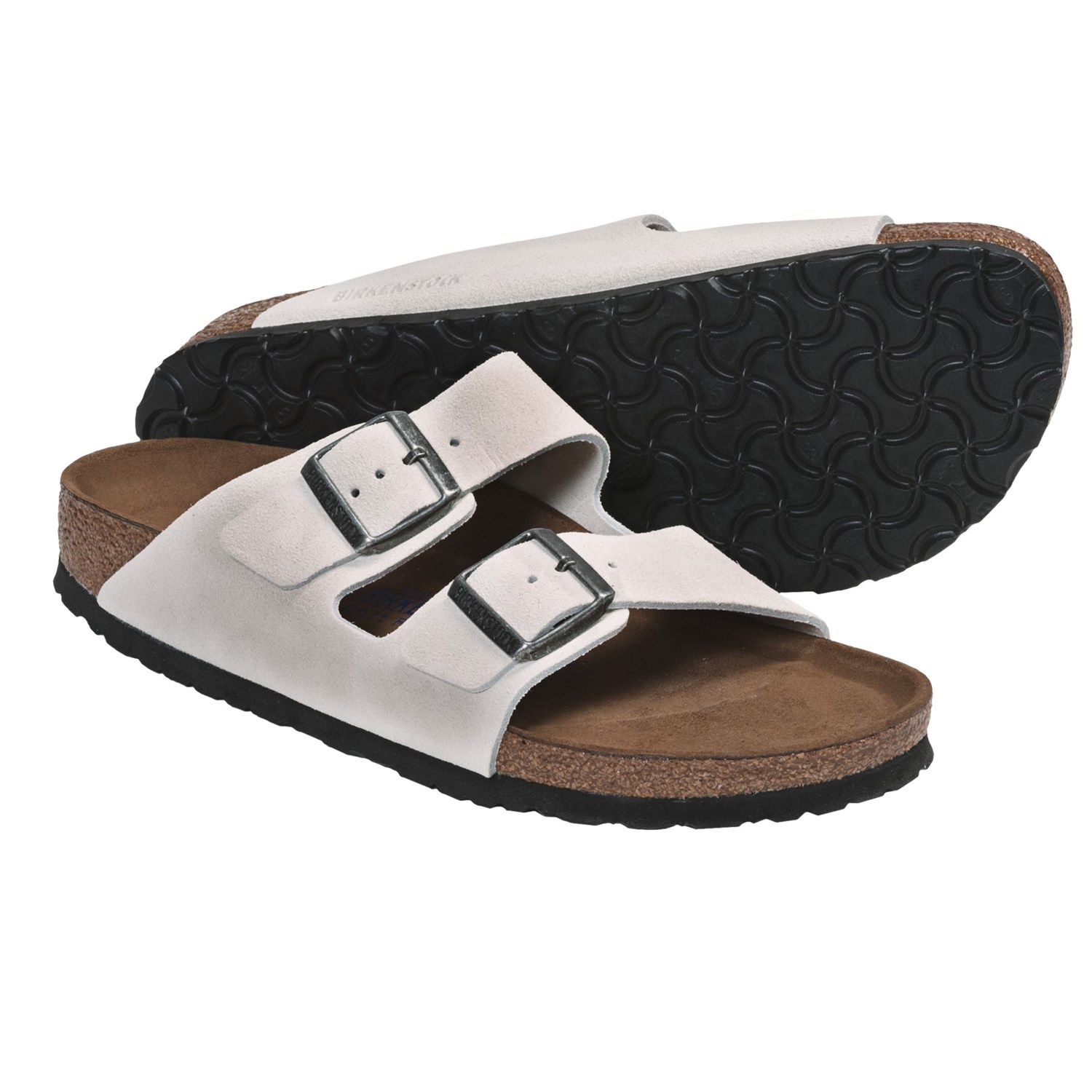 ... Soft Footbed Sandals - Leather (For Men and Women) in White Sand Suede