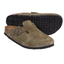 Birkenstock Boston Clogs - Soft Footbed (For Men and Women) in Olive Suede - Closeouts