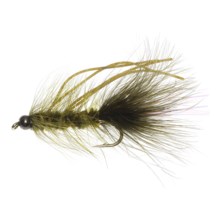 Black Bead Head Rubber Leg Woolly Bugger Streamer Fly - Dozen in Olive - Closeouts