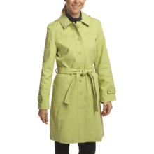 Black Rivet Brushed Twill Trench Coat (For Women) in Apple - Closeouts