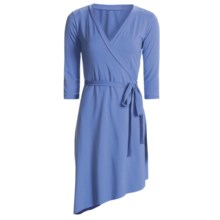 Blue Canoe Wrap Dress - 3/4 Sleeve (For Women) in Cornflower - Closeouts
