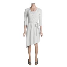 Blue Canoe Wrap Dress - 3/4 Sleeve (For Women) in White - Closeouts