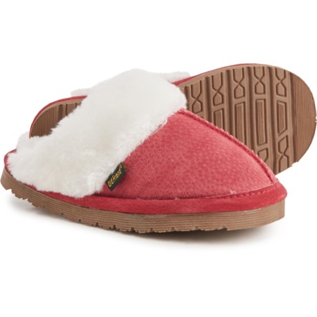 Old Friend Footwear Bobcat Scuff Slippers - Suede (For Girls and Boys) - RED (S )
