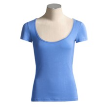Body Bark Deep Scoop Neck Shirt - Micromodal®, Short Sleeve (For Women) in Tropical Blue - Closeouts