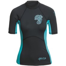 Body Glove Aura Rash Guard - UPF 50, Short Sleeve (For Women) in Black/Aqua - Closeouts