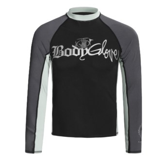 Body Glove Basic Deluxe 6 oz. Lycra® Shirt - Long Sleeve (For Men) in Black/Gunmetal/Bright Silver