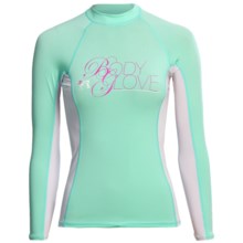 Body Glove Deluxe Rash Guard - Long Sleeve  (For Women) in Ice Green/White - Closeouts