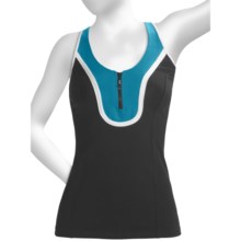 Body Up 5K Tank Top - Zip Neck (For Women) in Black/Blue - Closeouts