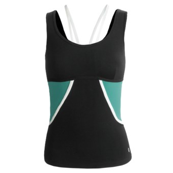 Body Up Give Me the Scoop Tank Top (For Women) in Black/Green