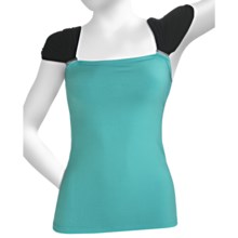 Body Up Om Tank Top - Built-In Bra, Removable Sleeves (For Women) in Green/Black - Closeouts