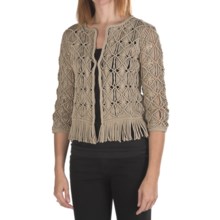 Bogner Lene Fringed Open-Weave Sweater (For Women) in Smoke Grey - Closeouts