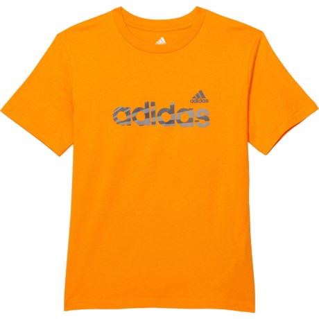 Adidas Bold Brand Cotton T-Shirt - Short Sleeve (For Big Boys) - ORANGE RUSH (M )