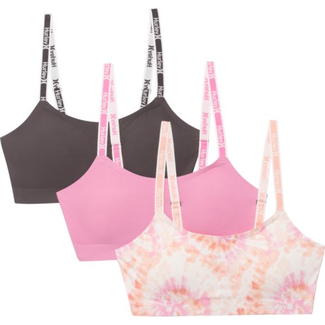 Hurley Bonded Bralette - 3-Pack, Low Impact (For Women) - PARADISE TIE DYE / PRISM PINK / VOLCANIC GLASS (L )