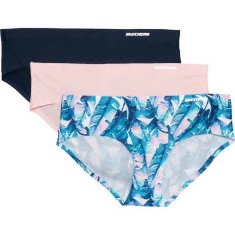 Skechers Bonded Panties - 3-Pack, Hipster (For Women) - TROPICAL PRINT/GROSSAMER PINK/NAVY BLAZER (XL )