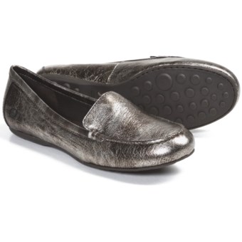 Born Joanie Shoes - Leather, Slip-Ons (For Women) in Dark Brown Metallic