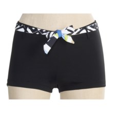 Boyshort Swim Bottom (For Women) in Black/Blue Multi - Closeouts