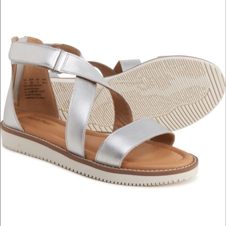 Hush Puppies Briard X Back-Zip Sandals - Leather (For Women) - Silver Metallic (8 )