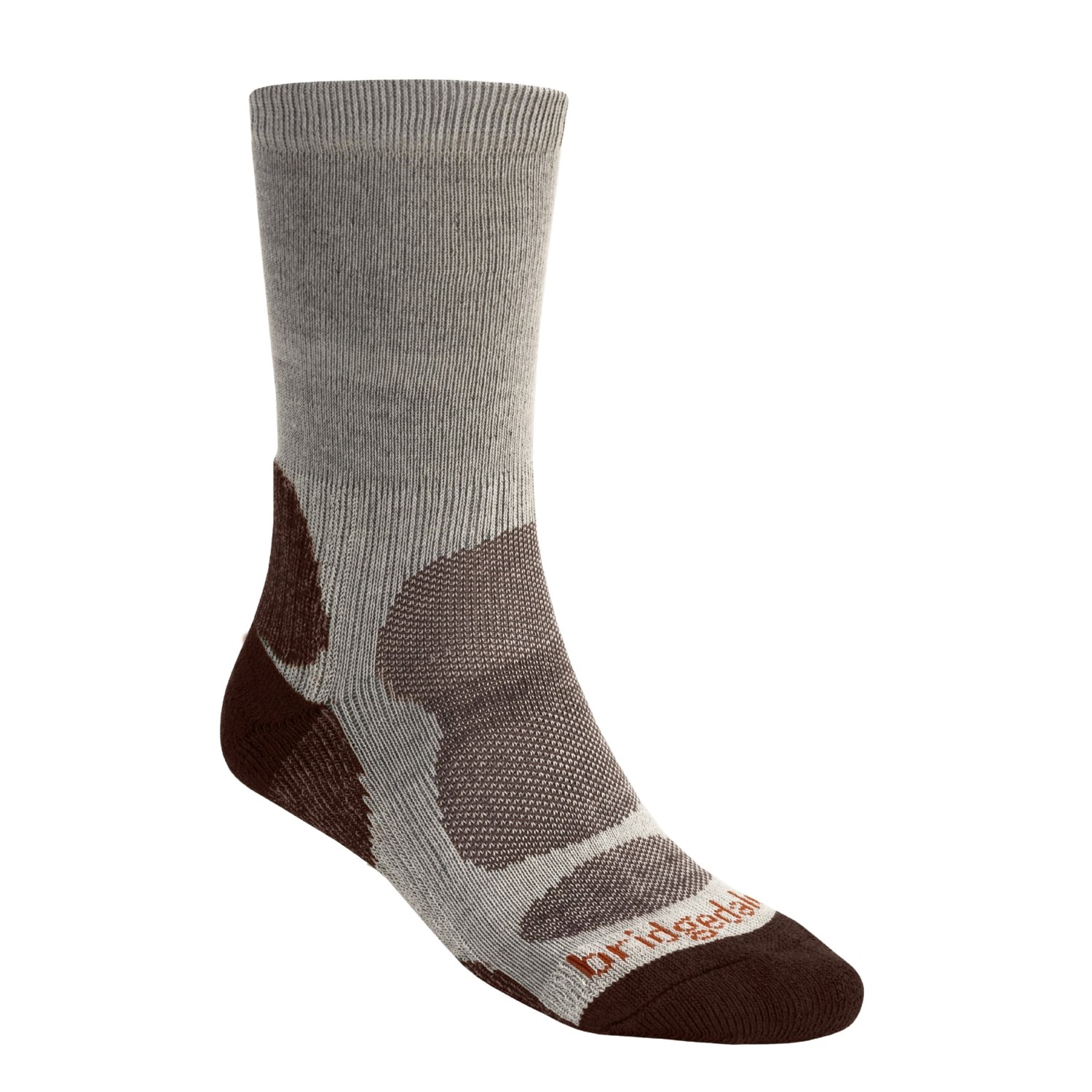 Bridgedale CoolMax® Crew Socks For Men in Natural/Dark Brown