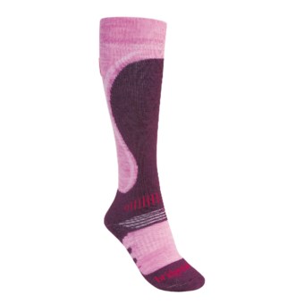 Bridgedale Heel Fit Ski Socks - Merino Wool, Midweight (For Women) in Dark Purple/Light Pink