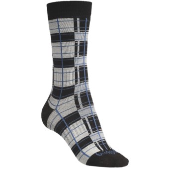 Bridgedale Plaid Socks - Rayon, Crew (For Women) in Natural/Blue Plaid