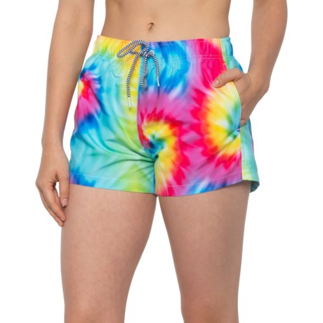 Boardies Bright Spiral Tie-Dye Swim Shorts (For Women) - MULTI (M )
