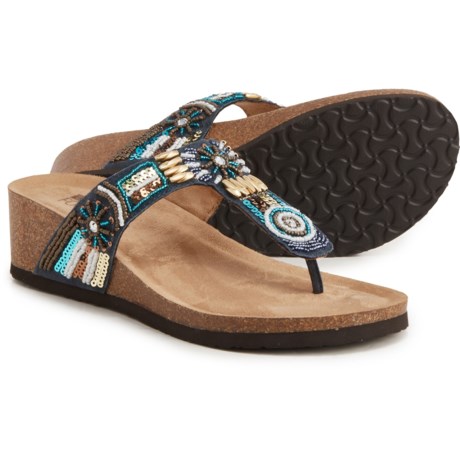 White Mountain Brilliant Wedge Sandals - Leather (For Women) - NAVY MULTI (8 )