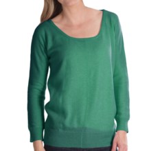 Brodie Lace Back Cashmere Sweater - Relaxed Fit (For Women) in Summer Green - Closeouts